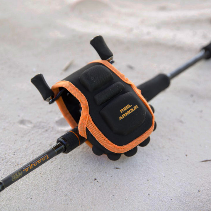 Black and orange baitcaster fishing reel cover