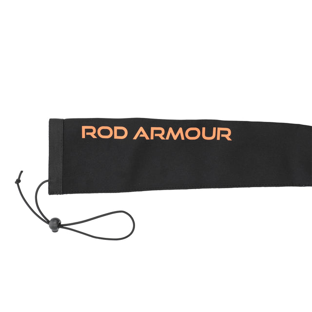 Rod Armour Pro sleeve butt end with orange Rod Armour wordmark and toggle cord