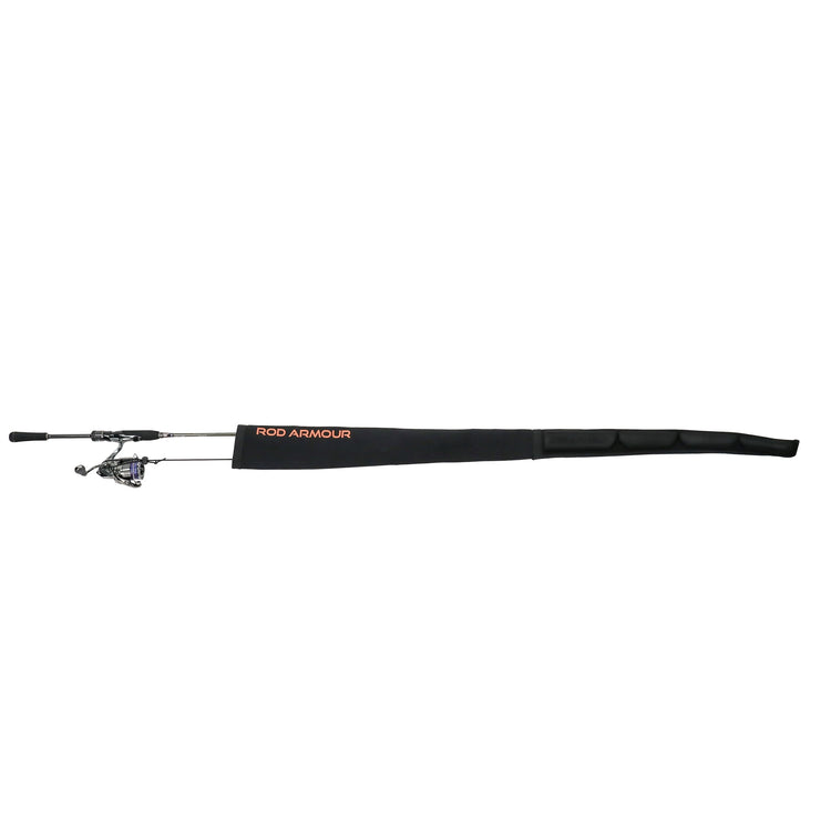 Fishing Rod Sleeve Pro covering a spinning rod and reel, full-length view