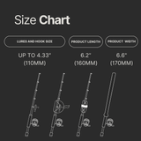 LureShield size chart showing dimensions for Small, Medium, Large, Extra Large covers