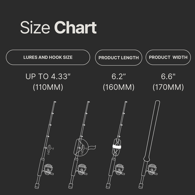 LureShield size chart showing dimensions for Small, Medium, Large, Extra Large covers