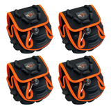 Reel Armour Spinning Edition 4 pack showing four black and orange reel covers stacked
