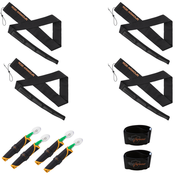 Complete Solution Pro bundle: four Rod Armour Pro sleeves, WrapStraps and LureShields