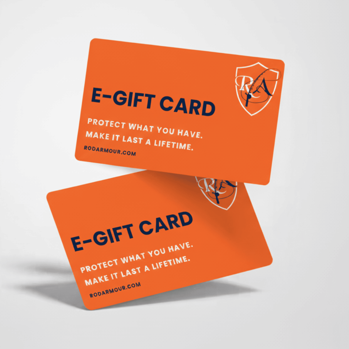 Two orange Rod Armour e-gift cards