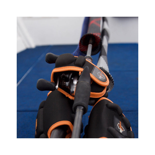 Rod Armour Baitcast Edition Fishing Reel Cover, black and orange