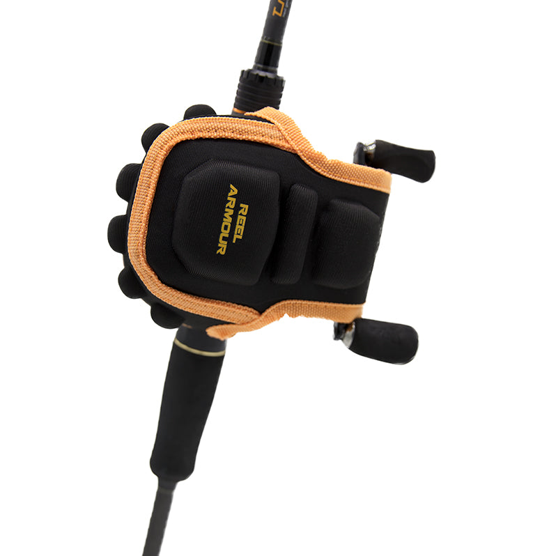 Black and orange baitcaster fishing reel case 
